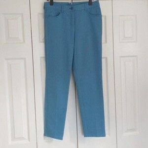 Akris Magda Blue Mid Rise Slim Fit Silk Cotton Stretch Pants Size 4